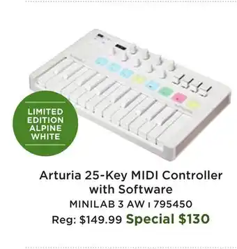 Long & McQuade Arturia 25-Key MIDI Controller with Software offer