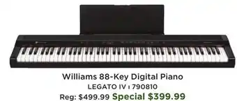 Long & McQuade Williams Pianos Legato IV 88-Key Digital Piano - Black offer