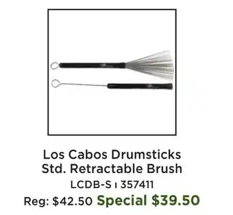Long & McQuade Los Cabos Drumsticks Standard Retractable Brush with Rubber Handle offer
