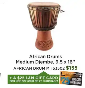 Long & McQuade African Drums African Djembe Medium - 9.5 x 16'' offer