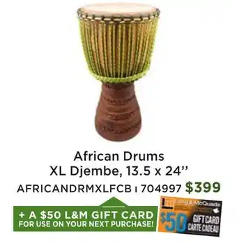 Long & McQuade African Drums African Djembe XL with Fully Carved Bottom - 13.5 x 24 offer
