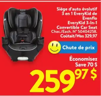 Walmart Evenflo EveryKid 3-in-1 Convertible Car Seat offer