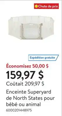 Walmart Enceinte Superyard de North States pour bébé ou animal offer