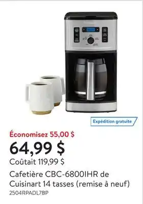 Walmart Cafetière CBC-6800IHR de Cuisinart 14 tasses (remise à neuf) offer
