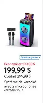 Walmart Système de karaoké avec 2 microphones offer