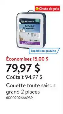 Walmart Couette toute saison grand 2 places offer