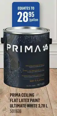 Canac Prima Ceiling Flat Latex Paint Ultimate White 3,78 L offer