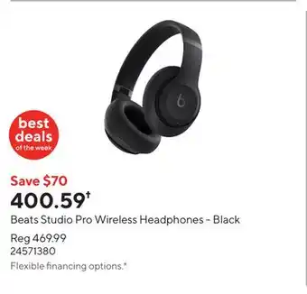 Staples Beats Studio Pro Wireless Headphones - Black offer