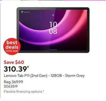 Staples Lenovo Tab P11 (2nd Gen) - 128GB - Storm Grey offer