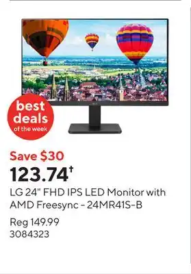 Staples LG 24 FHD IPS LED Monitor with AMD Freesync - 24MR41S-B offer