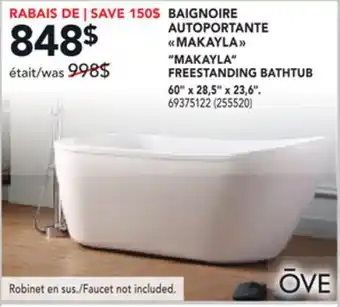 RONA OVE DECORS MAKAYLA FREESTANDING BATHTUB 60 x 28.5 x 23.6 offer