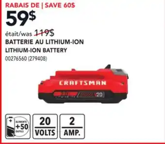 RONA CRAFTSMAN LITHIUM-ION BATTERY offer