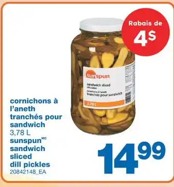 Wholesale Club CORNICHONS À L'ANETH TRANCHÉS POUR SANDWICH offer