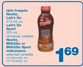 Wholesale Club LAITS FRAPPÉS NESTLÉ, LAIT'S GO, 473 ML OU LAIT'S GO SPORT, 325 ML offer