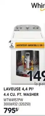 Réno Dépôt LAVEUSE 4,4 PI³ WHIRLPOOL offer