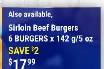 M & M Food Market Sirloin Beef Burgers offer