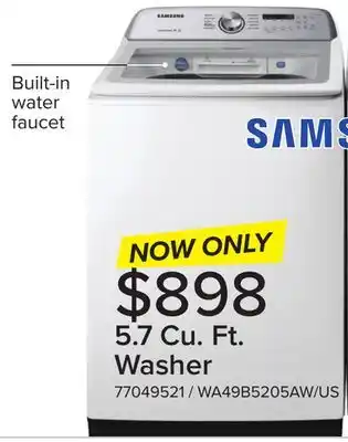 Leon's Samsung White Top Load Washer with Agitator (5.7 cu.ft) - WA49B5205AW/US offer