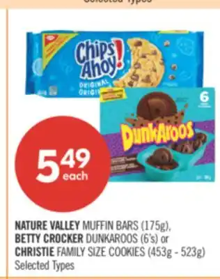 Shoppers Drug Mart NATURE VALLEY MUFFIN BARS (175g), BETTY CROCKER DUNKAROOS (6's) or CHRISTIE FAMILY SIZE COOKIES (453g - 523g) offer
