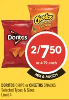 Shoppers Drug Mart DORITOS CHIPS or CHEETOS SNACKS offer
