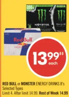 Shoppers Drug Mart RED BULL or MONSTER ENERGY DRINKS 8's offer