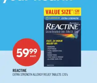 Shoppers Drug Mart REACTINE EXTRA STRENGTH ALLERGY RELIEF TABLETS offer