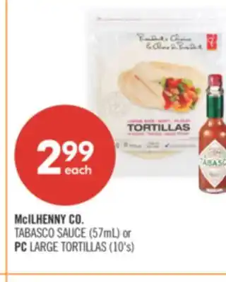 Shoppers Drug Mart McILHENNY CO. TABASCO SAUCE (57mL) or PC LARGE TORTILLAS (10's) offer