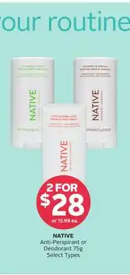 Rexall NATIVE Anti-Perspirant or Deodorant offer