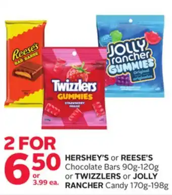 Rexall HERSHEY'S or REESE'S Chocolate Bars 90g-120g or TWIZZLERS or JOLLY RANCHER Candy 170g-198g offer