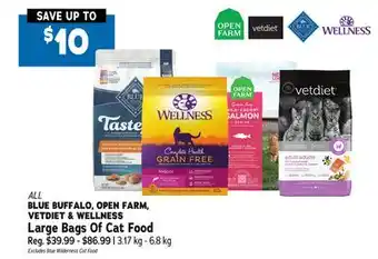 Ren’s Pets Depot ALL BLUE BUFFALO, OPEN FARM, VETDIET & WELLNESS Large Bags Of Cat Food offer