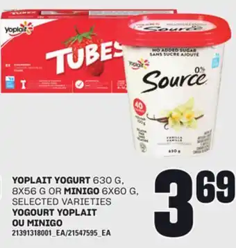Independent City Market YOGOURT YOPLAIT, 630 G, 8X56 G OU MINIGO, 6X60 G offer