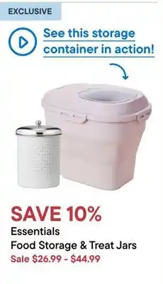 Petvalu Essentials Food Storage & Treat Jars offer