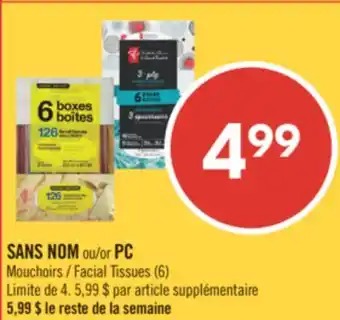 Pharmaprix NO NAME or PC Facial Tissues (6) offer