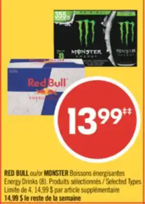 Pharmaprix RED BULL or MONSTER Energy Drinks (8) offer