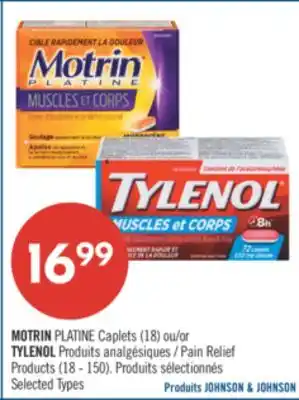 Pharmaprix MORTIN PLATINE Caplets (18) or TYLENOL Pain relief offer