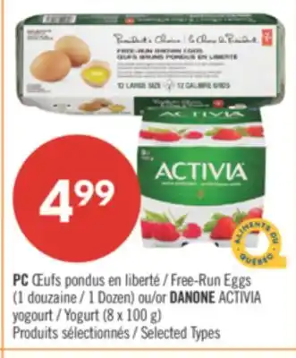 Pharmaprix PC Free-Run Eggs (1 Dozen) or DANONE ACTIVIA Yogurt (8 x 100 g) offer