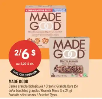 Pharmaprix MADE GOOD Organic Granola Bars (5) Granola Minis (5 x 24 g) offer