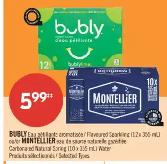 Pharmaprix BUBLY Flavoured Sparkling (12 x 355 mL) or MONTELLIER Carbonated Natural Spring (10 x 355 mL) Water offer