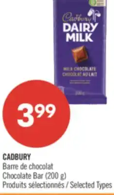 Pharmaprix CADBURY Chocolate Bar offer