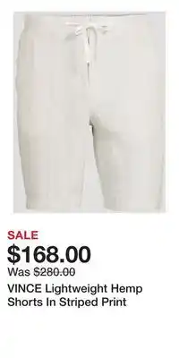 Holt Renfrew VINCE Lightweight Hemp Shorts In Striped Print offer