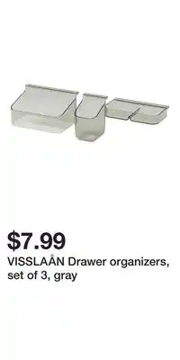 IKEA VISSLAÅN Drawer organizers, set of 3, gray offer