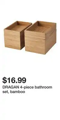 IKEA DRAGAN 4-piece bathroom set, bamboo offer