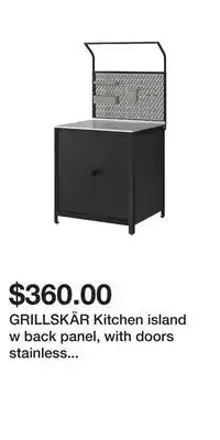 IKEA GRILLSKÄR Kitchen island w back panel, with doors stainless steel/outdoor offer