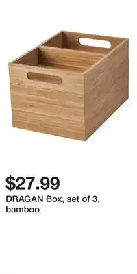 IKEA DRAGAN Box, set of 3, bamboo offer