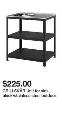 IKEA GRILLSKÄR Unit for sink, black/stainless steel outdoor offer