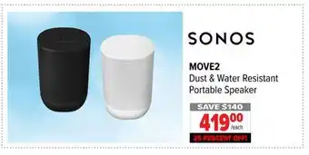 2001 Audio Video Sonos Dust & Water Resistant Portable Speaker offer