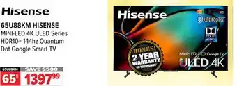 2001 Audio Video Hisense MINI-LED 4K ULED Series HDR10+ 144hz Quantum Dot Google Smart TV offer