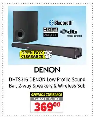 2001 Audio Video DENON Low Profile Sound Bar, 2-way Speakers & Wireless Sub offer