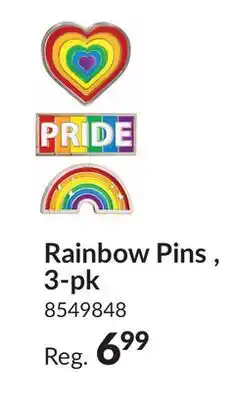 Party City Pride Rainbow Pins, Two Lapel Pin, Aluminium, 3-pk offer