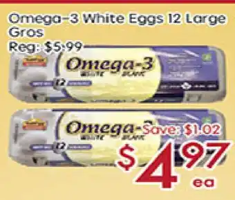 Omega-3 white eggs 12 large gros