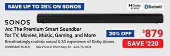 Visions Electronics SONOS Arc The Premium Smart Soundbar for TV, Movies, Music, Gaming, and More offer